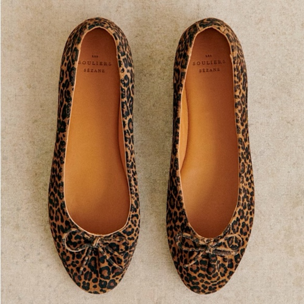 Sezane Agathe Low Ballerinas - Leopard